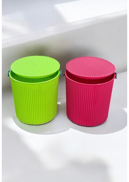 Rainbow 2’li Yeşil-Pembe Büyük Boy 13 Litre Yuvarlak Kova Piknik Sepeti Meyve Kovası fiyatları