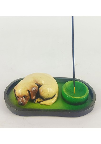 Uyuyan Köpek Çubuk Tütsülük ve Tealight (Kahve)