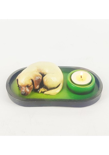 Uyuyan Köpek Çubuk Tütsülük ve Tealight (Kahve) fırsatları