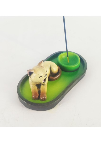 Uykucu Kedi Çubuk Tütsülük ve Tealight (Kahve) modelleri