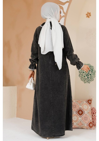 Bebe Yaka Kot Antrasit Tesettür Elbise 19123ANT fırsatları