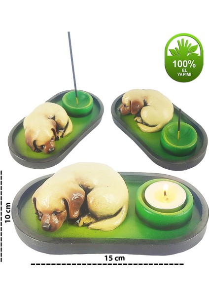 Uyuyan Köpek Çubuk Tütsülük ve Tealight (Kahve) indirimleri