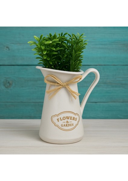 Dekoratif Beyaz Plastik Saksı – “flowers & Garden” Yazılı – 10*10*25 cm fiyatları