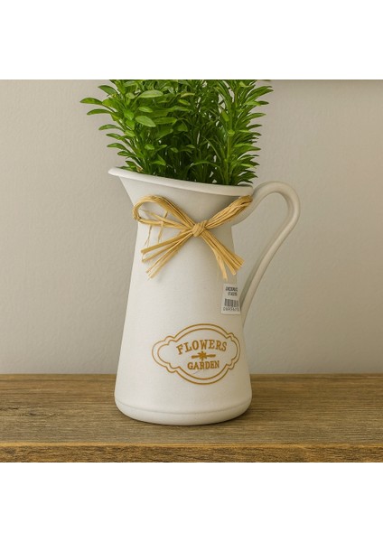 Dekoratif Beyaz Plastik Saksı – “flowers & Garden” Yazılı – 10*10*25 cm modelleri