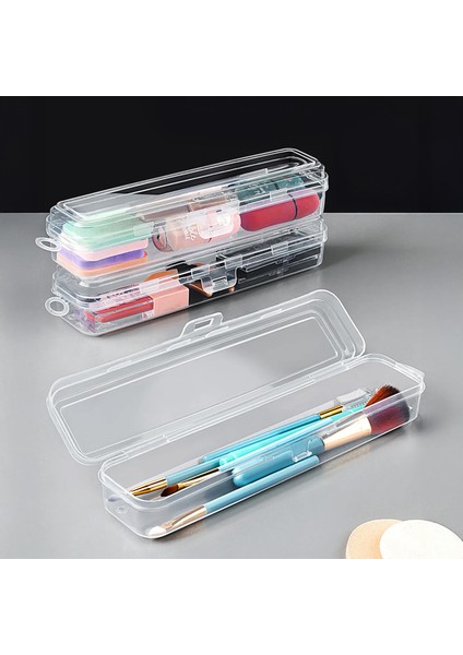 3'lü Taşınabilir Makyaj Organizeri - Şeffaf Çok Amaçlı Kozmetik Makyaj Fırçası Düzenleyici Fırçalık