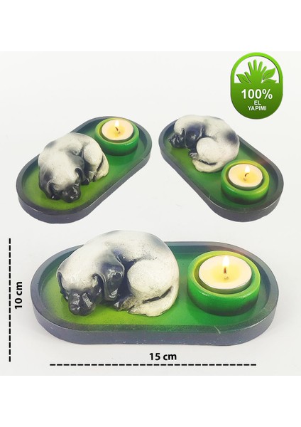 Uyuyan Köpek Çubuk Tütsülük ve Tealight (Beyaz) fırsatları