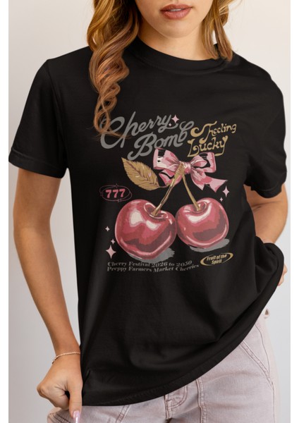 Cherry Bomb Grafik Tişört | Retro Stil Unisex Tişört, Kadınlar Için Hediye, Yaz Modası, Günlük Giyim