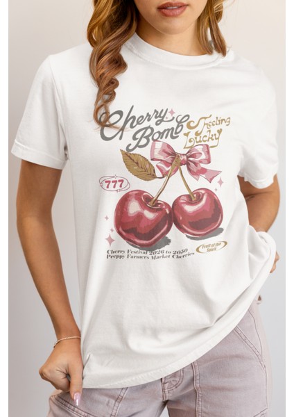 Cherry Bomb Grafik Tişört | Retro Stil Unisex Tişört, Kadınlar Için Hediye, Yaz Modası, Günlük Giyim