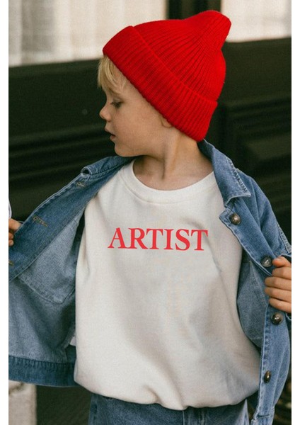 Unisex Çocuk Baskılı 3 Iplik Kumaş Pamuklu Sweatshirt