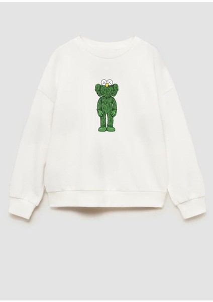Unisex Çocuk Kaws Baskılı 3 Iplik Kumaş Pamuklu Sweatshirt