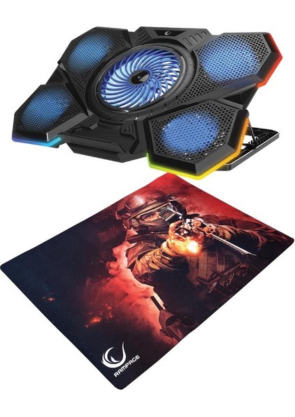 AD-RC13 Bellatrıx Notebook Soğutucu ve Rampage 300350 Mousepad Ikisi Bir Arada Set