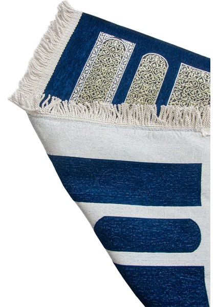 Kabe Desenli Örgü Püsküllü Şönil Seccade Lacivert modelleri