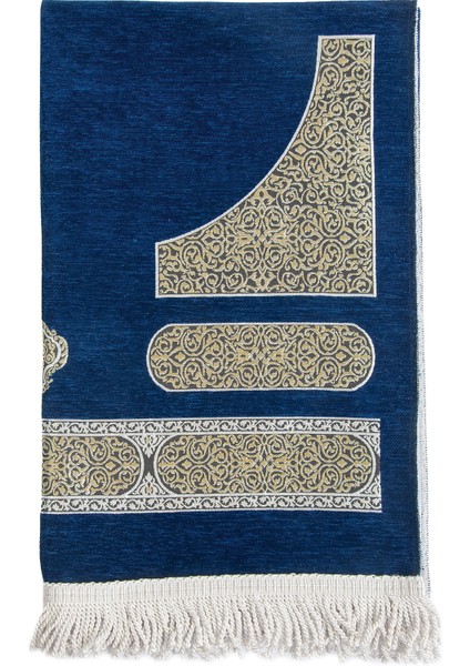 Kabe Desenli Örgü Püsküllü Şönil Seccade Lacivert fırsatları