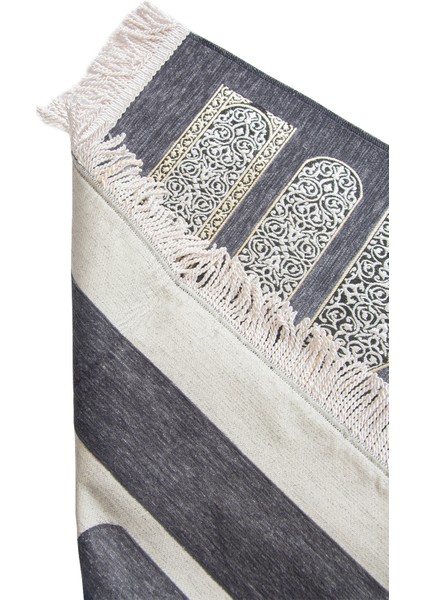 Kabe Desenli Örgü Püsküllü Şönil Seccade Gri modelleri