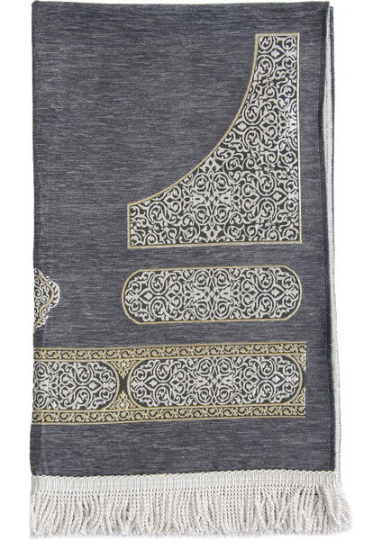 Kabe Desenli Örgü Püsküllü Şönil Seccade Gri fırsatları