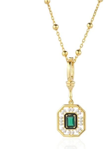 Serenay 2.sezon Çelik Zümrüt Yeşili Taşlı Kolye indirimleri