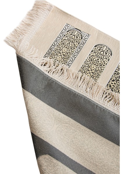 Kabe Desenli Örgü Püsküllü Şönil Seccade Krem modelleri