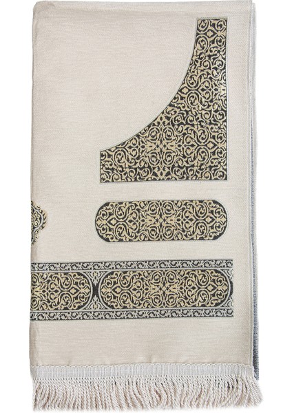 Kabe Desenli Örgü Püsküllü Şönil Seccade Krem fırsatları