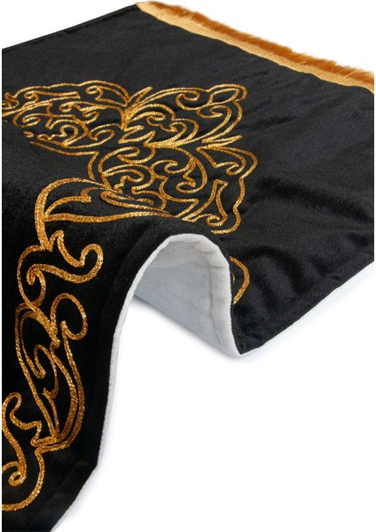 Gold Sırma Işlemeli Kadife Seccade Hediyelik Çeyizlik Namazlık Siyah fırsatları