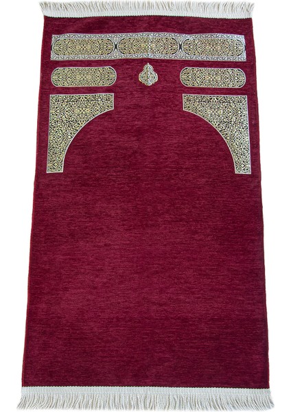 Kabe Desenli Örgü Püsküllü Şönil Seccade Kırmızı fiyatları