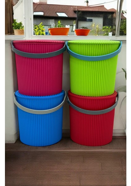 Rainbow 4’lü Mavi-Yeşil-Kırmızı-Pembe Büyük Boy 13 Litre Yuvarlak Kova Piknik Sepeti Meyve Kovası fiyatları
