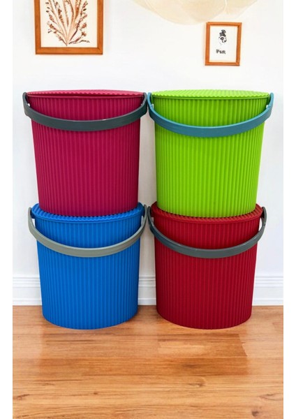 Rainbow 4’lü Mavi-Yeşil-Kırmızı-Pembe Büyük Boy 13 Litre Yuvarlak Kova Piknik Sepeti Meyve Kovası modelleri
