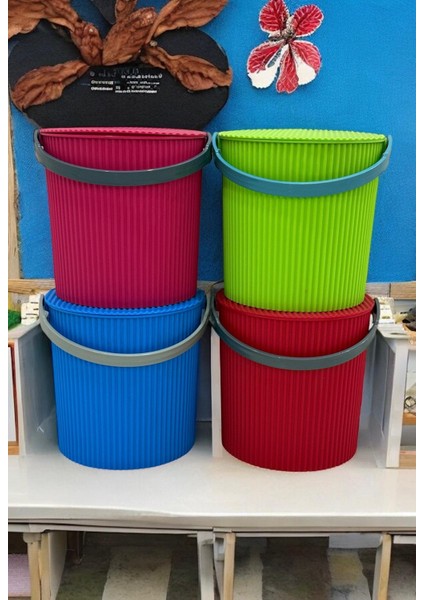Rainbow 4’lü Mavi-Yeşil-Kırmızı-Pembe Büyük Boy 13 Litre Yuvarlak Kova Piknik Sepeti Meyve Kovası fırsatları