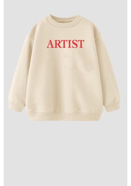 Unisex Çocuk Baskılı 3 Iplik Kumaş Pamuklu Sweatshirt