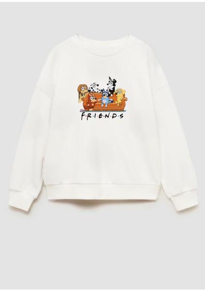 Unisex Çocuk Friends Baskılı 3 Iplik Kumaş Pamuklu Sweatshirt