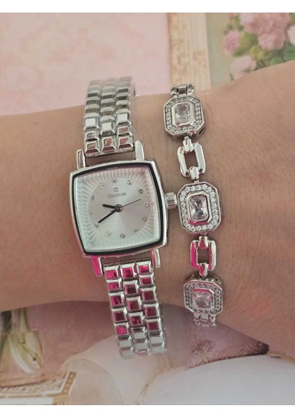 Vintage Taşlı Kare Model Kadın Kolsaati