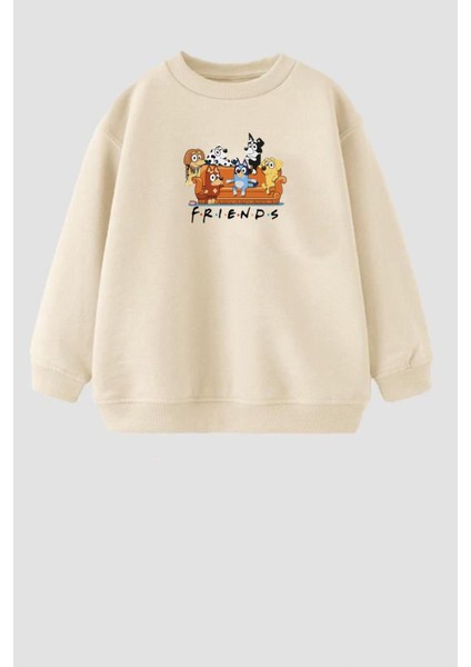 Unisex Çocuk Friends Baskılı 3 Iplik Kumaş Pamuklu Sweatshirt