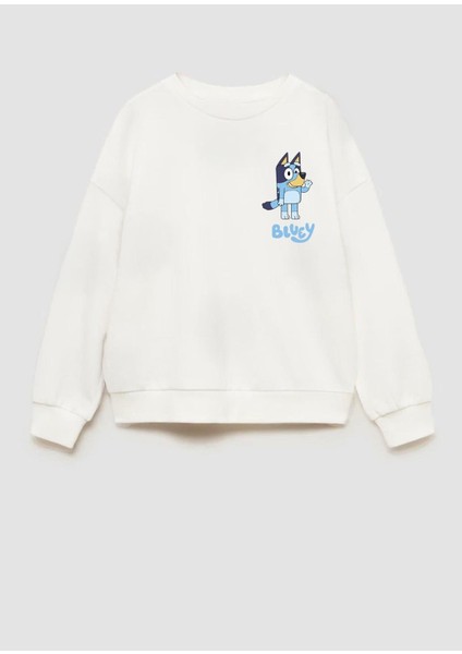 Unisex Bluey Baskılı 3 Iplik Kumaş Pamuklu Sweatshirt