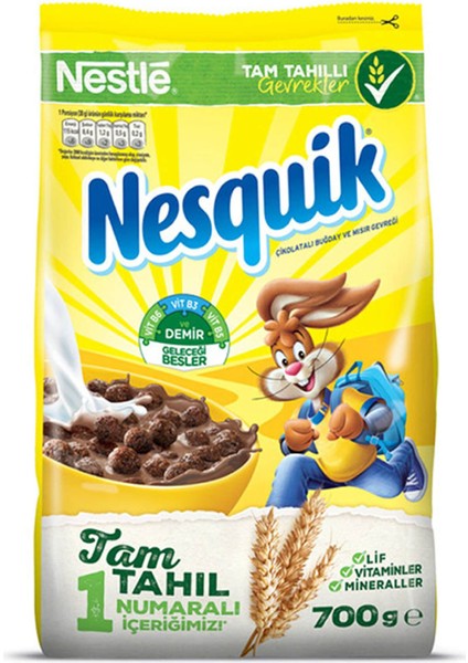 Nestlé Nesquik Çikolatalı Tam Tahıllı Mısır Gevreği – 6 Vitamin, Demir ve Kalsiyum İçerikli, 700 g, Türkiye Üretimi fiyatları