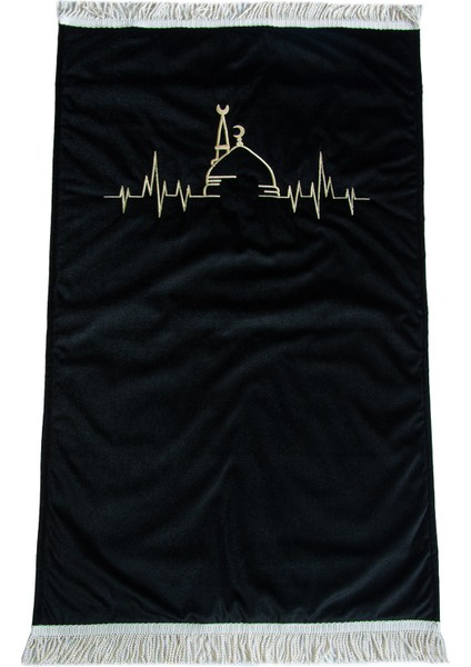 Mescidi Nebevi Nakış Işlemeli Kadife Seccade Siyah fiyatları