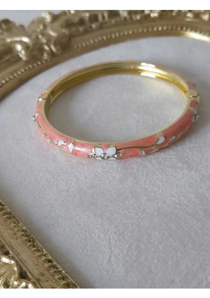 Mineli Kelepçe Bileklik Taşlı Somon Renkli modelleri