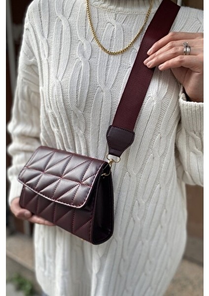 Kadın Bordo Kapitone Çapraz Omuz Çantası Ayarlanabilir Kolon Askılı Şık Tasarım fırsatları