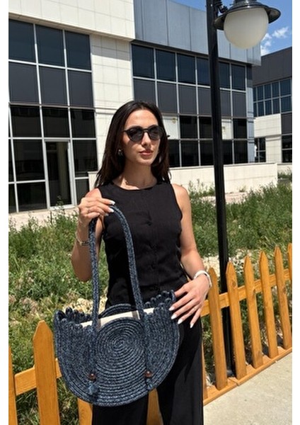 Kadın Plaj ve Günlük Kullanım İçin Şık Hasır Görünümlü Omuz Çantası Ergonomik Tasarım fiyatları