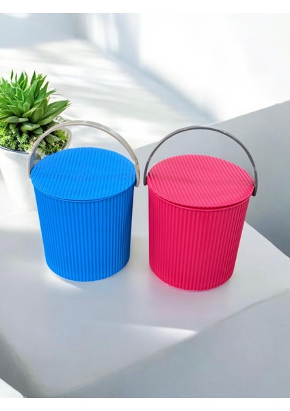 Rainbow 2’li Mavi-Pembe Büyük Boy 13 Litre Yuvarlak Kova Piknik Sepeti Meyve Kovası fiyatları