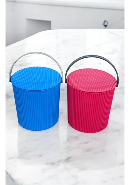 Rainbow 2’li Mavi-Pembe Büyük Boy 13 Litre Yuvarlak Kova Piknik Sepeti Meyve Kovası fırsatları