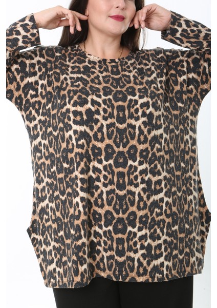 Kadın Yünlü Viskon Likralı Desenli Büyük Beden Tunik fiyatları