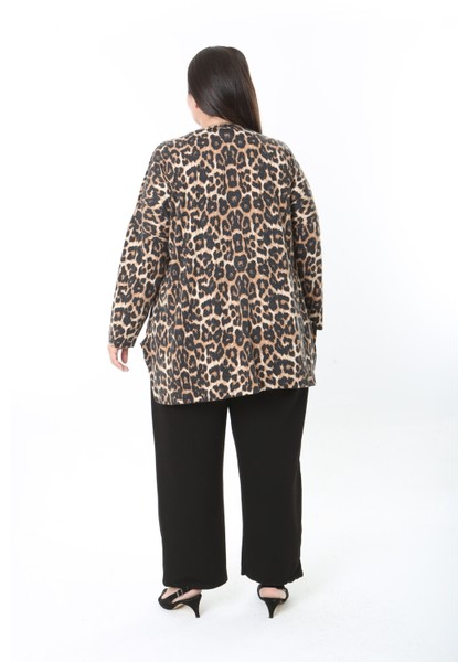 Kadın Yünlü Viskon Likralı Desenli Büyük Beden Tunik