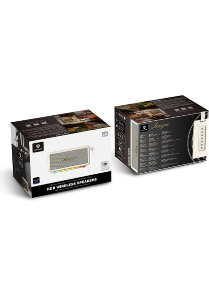 S875 Elegance Serisi Rgb Işıklı Taşınabilir Su Geçirmez Tws Bluetooth Hoparlör V5.3 40W Bej modelleri