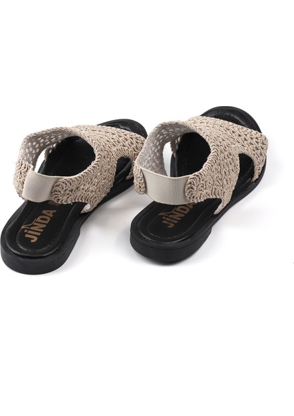 Kadın Camel Hasır Örgülü Şık Rahat Sandalet - Günlük, Kaymaz Taban, Yazlık Konforlu fiyatları