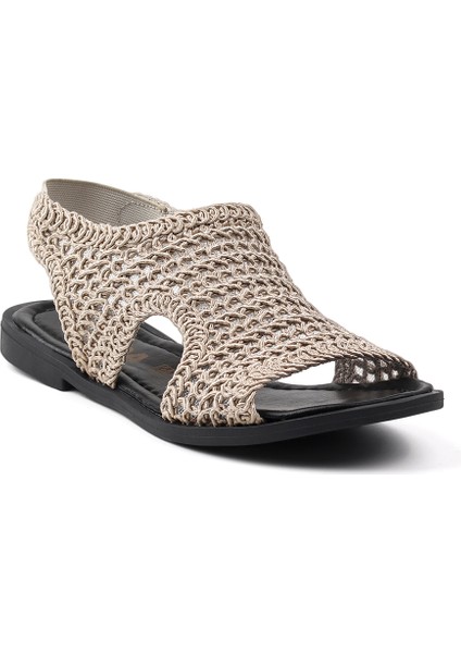 Kadın Camel Hasır Örgülü Şık Rahat Sandalet - Günlük, Kaymaz Taban, Yazlık Konforlu fırsatları