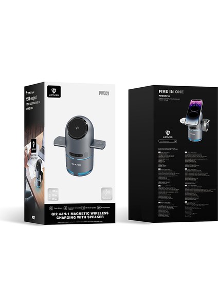 PW321 Qi2 Şarj Teknolojili Speaker Özellikli Telefon&saat&kulaklık 15W Kablosuz Şarj Gri indirimleri