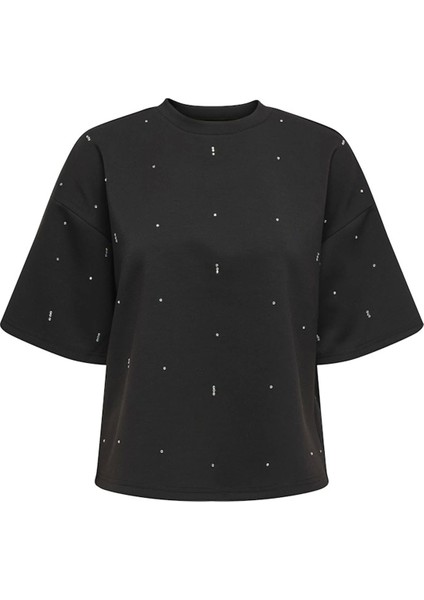 15353293 Kisa Kol Kadin Sweat - Siyah modelleri