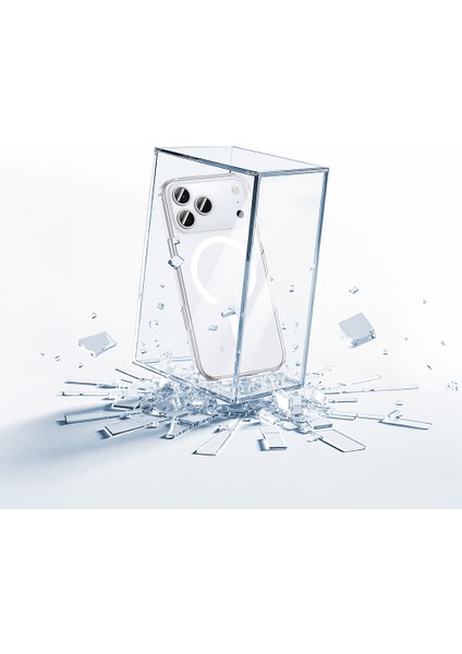 iPhone 17 Air Uyumlu Kılıf M-Safe Şarj Özellikli Benks ​​​​​​crystal Serisi Sert Pc Şeffaf Kapak