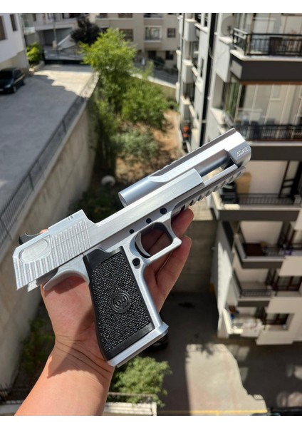 Desert Eagle Model Gri Parlak Metalik Dekoratif Tabanca modelleri