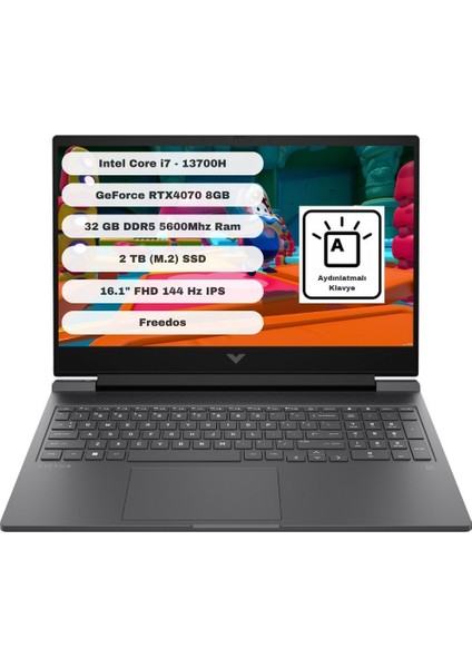 Victus 16-R0071NT GTI2TB Intel Core I7 13700H 32GB 2tb SSD RTX4070 Freedos 16.1” Fhd 8V898EA