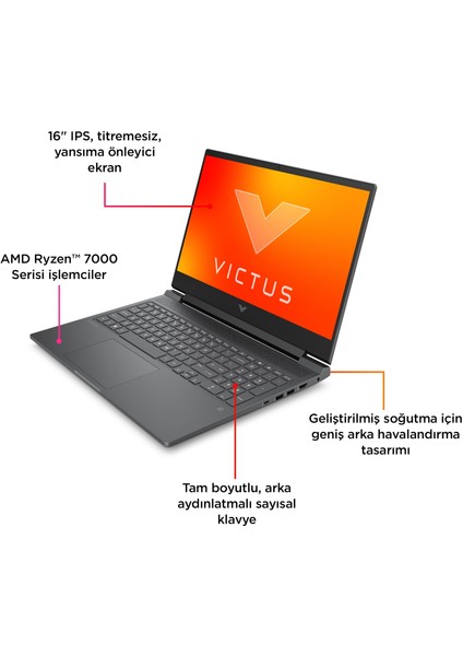 Victus 16-R0071NT GTI2TB Intel Core I7 13700H 32GB 2tb SSD RTX4070 Freedos 16.1” Fhd 8V898EA indirimleri